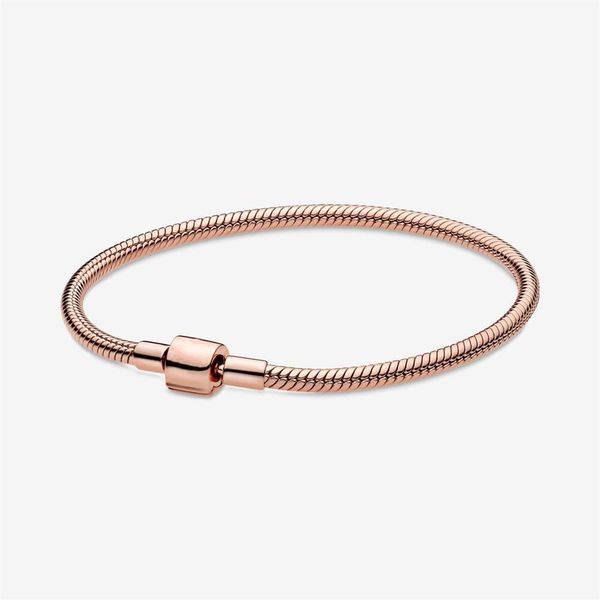 

new arrival 925 sterling silver moments barrel clasp snake chain bracelet fit authentic european dangle charm for women fashion di288f, Golden;silver