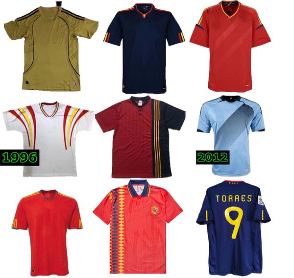 

final 2010 spain retro soccer jersey 1996 1994 raul xavi hierro luis enrique alonso caminero iniesta puyol pique david villa torres 08 guerr, Black;yellow