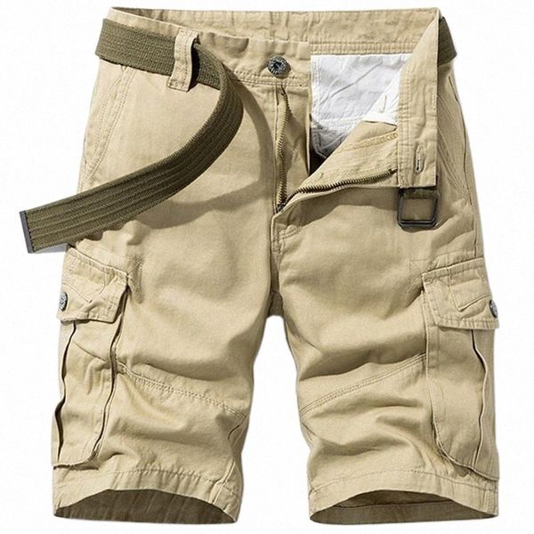 

summer men's loose solid color tooling shorts cotton fashion casual fitness safari style multi pocket short pants w9ux#, White;black