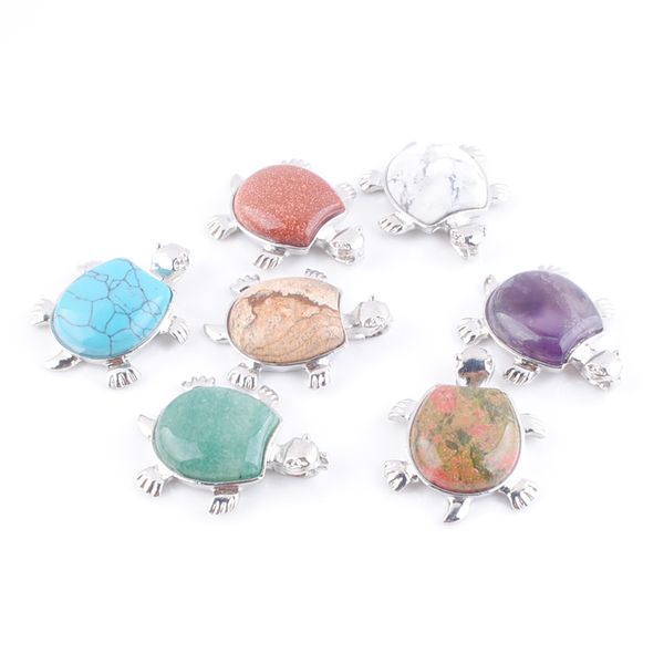 

pendants necklace jewelry tortoise natural stone turquoise opal etc stone beads turtle accessorise charms women mens jewelrybn381, Silver