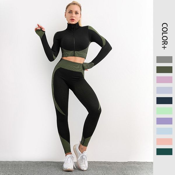

womens 2 piece tracksuit workout set - high waist leggings and crop top