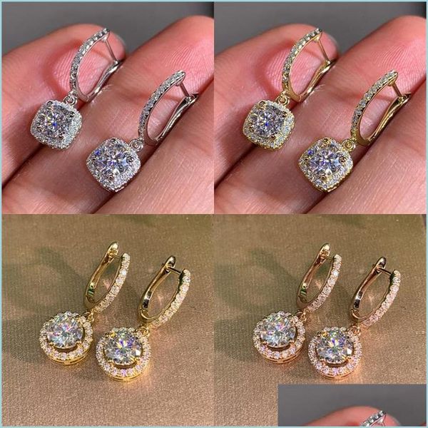 

dangle chandelier huitan versatile classic design round dangle earrings for women dazzling crystal cz engagement wedding jewelry sta dhe2f, Silver
