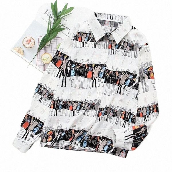 

big size loose casual chiffon shirt ladies casual loose long sleeve thin 2021 summer plus size blouse women anime printed x4yc#, White
