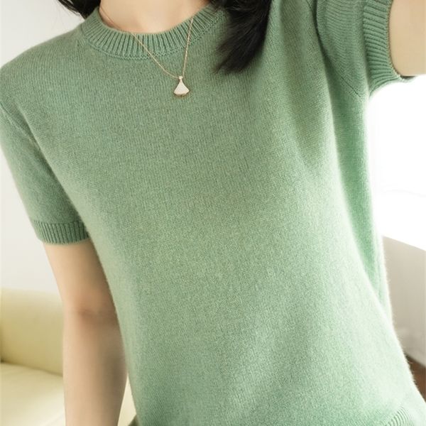 

women's knits tees spring design grace simplicity women's o-neck short-sleeved worsted europe style cashmere sweater pullover soft, White