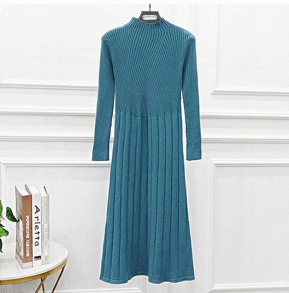 

elegant turtleneck slim long sweater dress women thick knit autumn winter female a-line basic casual dresses v3ld#, Black;gray