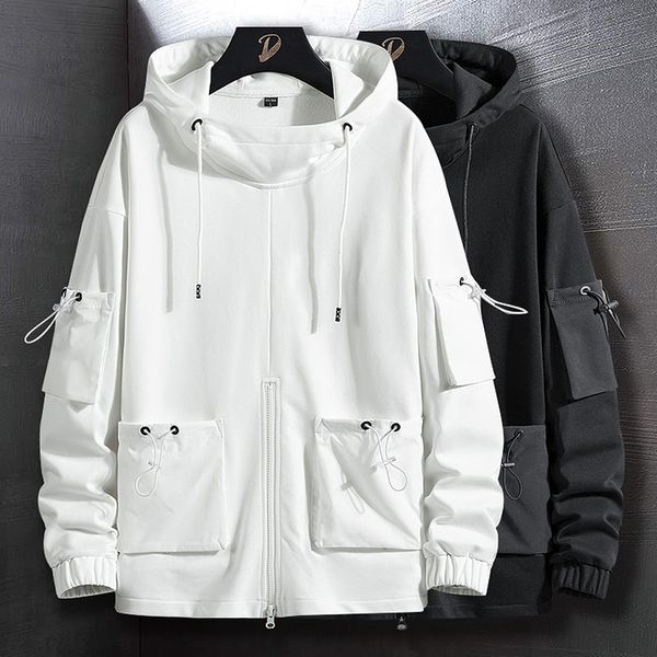 

mens hoodies sweatshirts harajuku hoodie men japan style clothes high street hip hop hoodies solid color men autumn winter sweatshirt 220915, Black