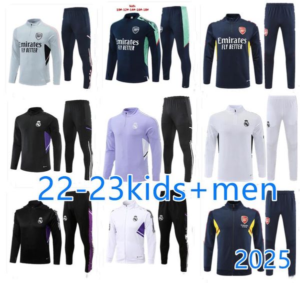 

mens kids football tracksuits training suit jersey sets 2022 2023 real madrids psgs men soccer tracksuit set jacket jogging kit survetement, Black