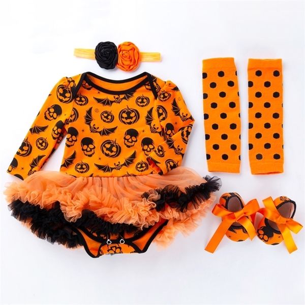

rompers fashion my first halloween baby girl clothes born skull bat costumes bebe romper lace dress shoes 4pcs s set 220915, Blue
