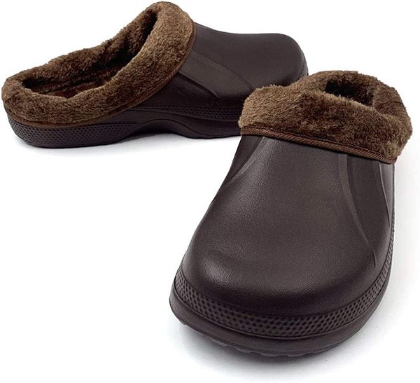 

winter warm plush slippers classic home outdoor lined clogs, Black