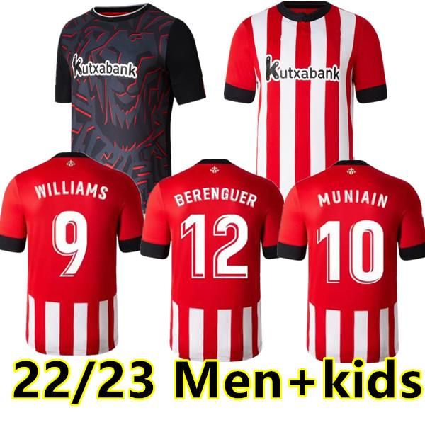 

22 23 athletic bilbao soccer jersey fans player version retro athletic i.martinez williams men kids kit socks full sets football shirt yuri, Black;yellow