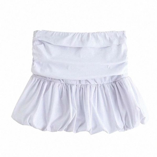 

summer ruffles pleated shirt pullover blouse women strapless casual white cotton shirts crop women's blouses & c8kp#
