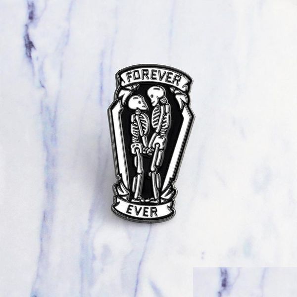 

pins brooches miss zoe romantic forever and ever skleton coffin pins lapel denim jacket pin buckle shirt badge fashion gi jewelshops dhiyw, Gray