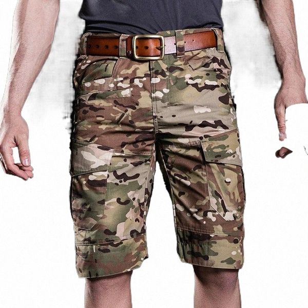 

men tactical military camouflage shorts combat cargo pants multi pockets loose work casual short drop men's 74mk#, White;black