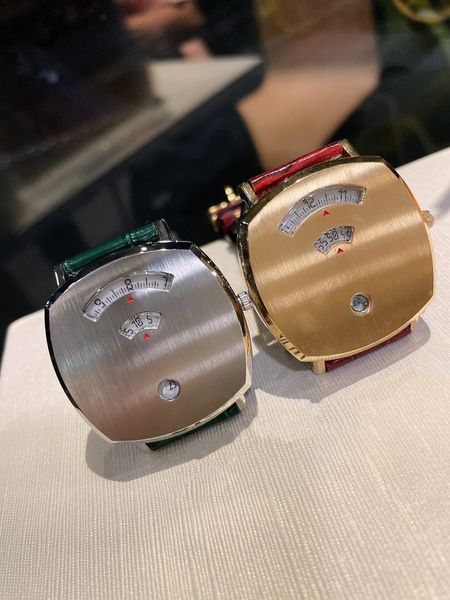 

brand classic genuine leather quartz watch senior grip series wristwatch women multi-function numerals calendar watches geometric square clo, Slivery;brown