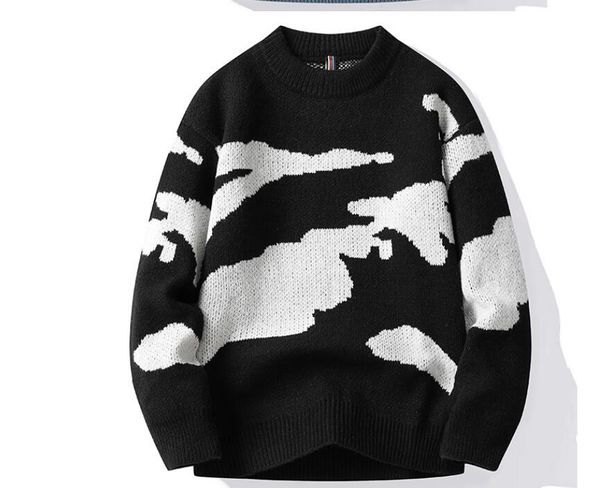 

men's knitted sweater jacket fashion brand slim striped long sleeve suit collar cardigan wool jacket coat, White;black