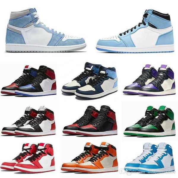 

jumpman 1 basketball shoes men high traviss scotts x banned triple unc black university blue designer sport sneakers