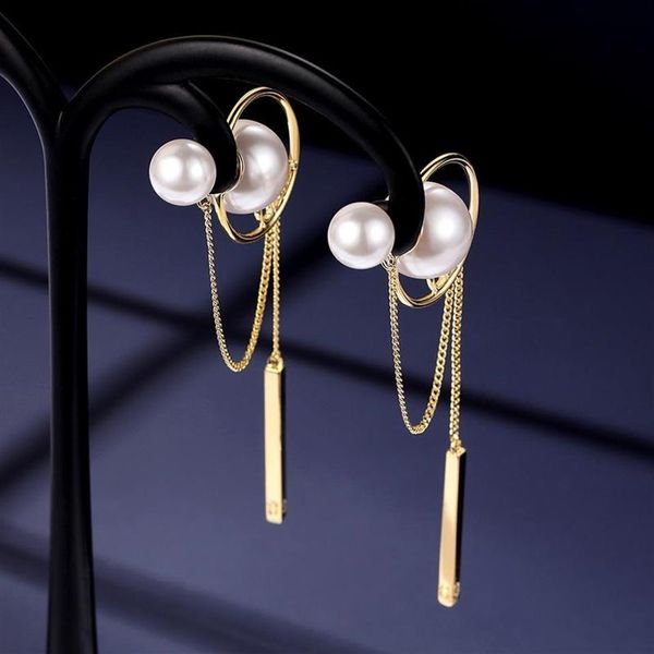 

korea tassel earrings women simple fashion pearl earrings fashion temperament net red home women307o, Golden;silver