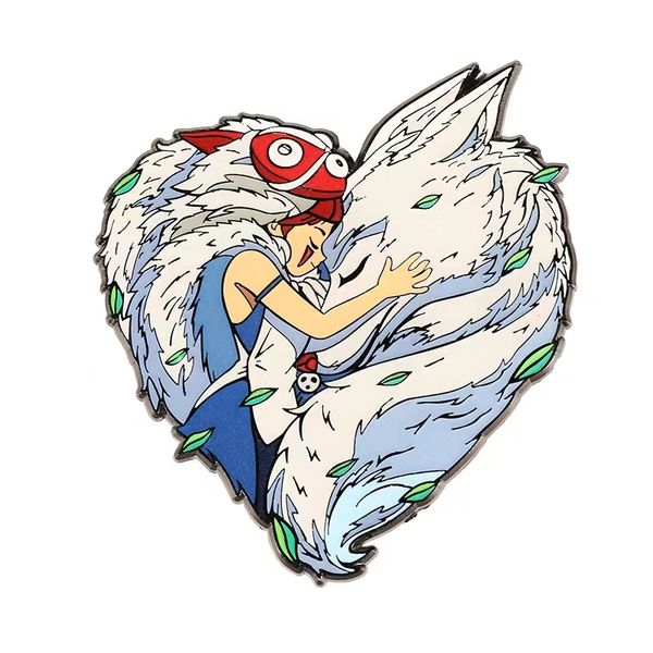 

brazilian artist bm co-named miyazaki hayao brooch princess mononoke wave girl emblem hal moving castle pin, Gray