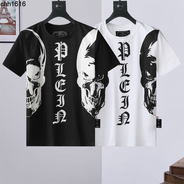 

plaine spring summer short sleeve men round neck t-sleeve domineering personality diamond skull casual pp fashion men short t, White;black