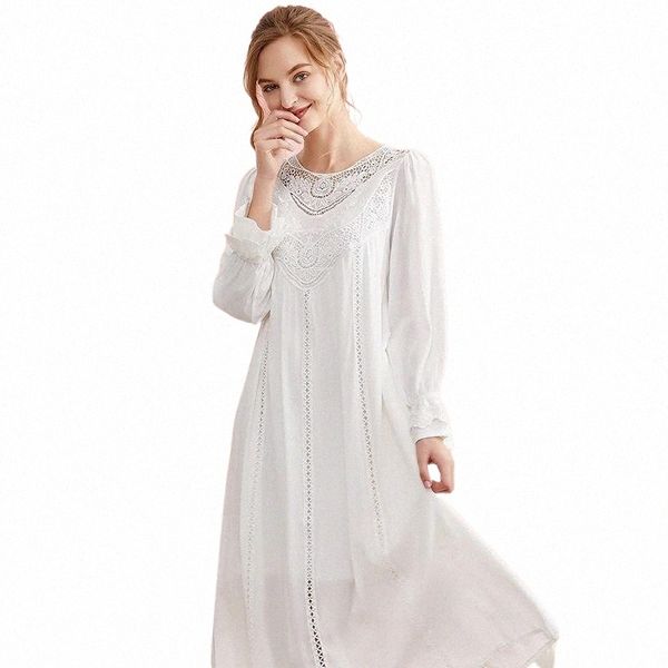 

women's sleepwear victorian cotton night dress women autumn white pink embroidery cutout long loose romantic vintage nightgowns princes, Black;red