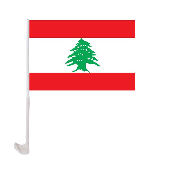 

lebanon car flag 30x45cm window clip lebanese flags polyester uv protection car decoration banner with flagpole