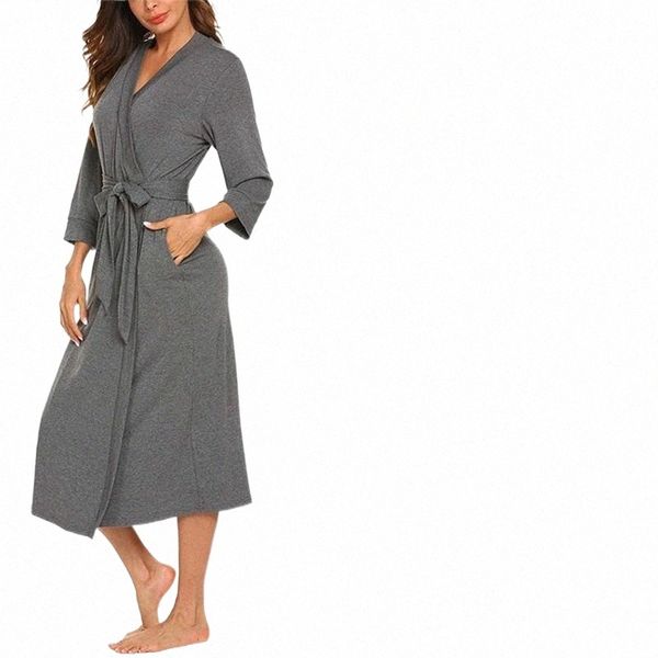 

women's sleepwear women solid robe soft modal kimono gown casual female loose bathrobe spring summer home dressing b2fu#, Black;red