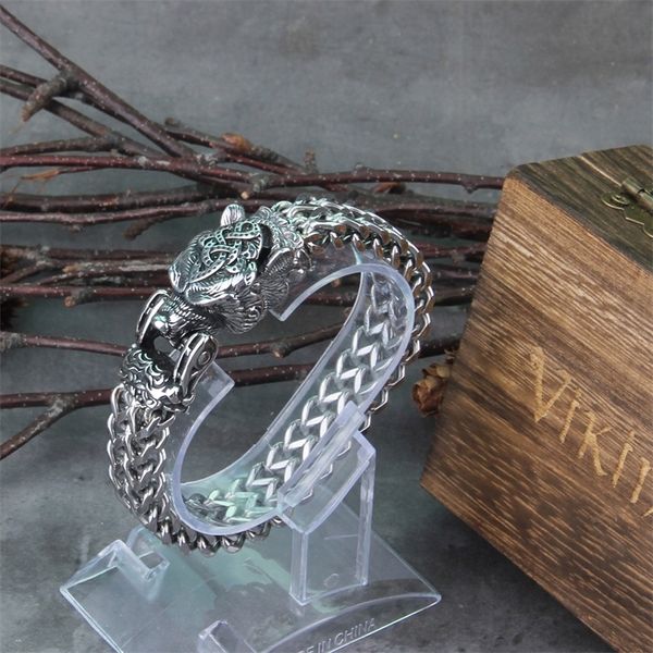 

bangle vikings jewelry stainless steel russian bear bracelet men's mesh chain can open bear mouth punk bracelets biker jewelry 220914, Black