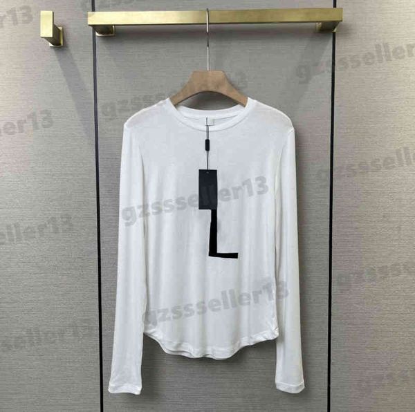 

womens t-shirts fashion long-sleeve crop fashion brand letter logo flocking loose crew neck shirt designer women clothing 0912, White