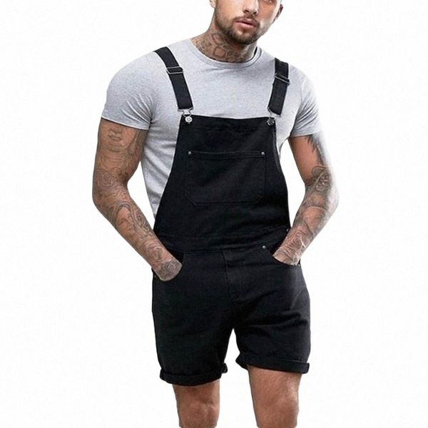 

men's pants summer fashion men solid overall suspender man plus pocket jeans overalls jumpsuit casual streetwear u5oz#, Black