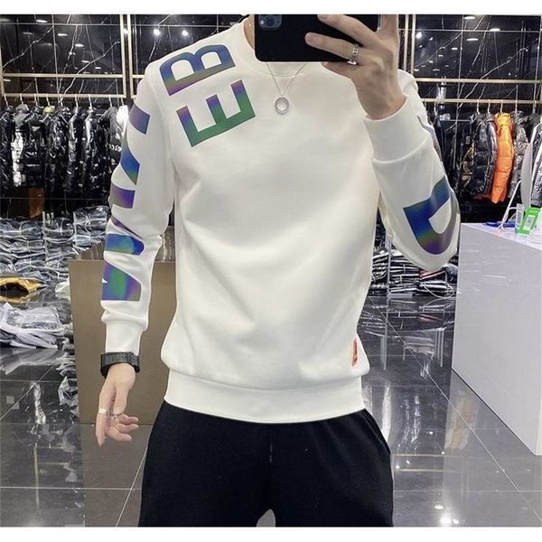 

mens hoodies sweatshirts spring and autumn slim dress printing leisure fashion colorful letter crewneck backing shirt 220915, Black