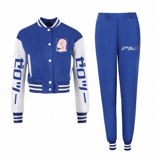 

men's tracksuits darling in the franxx anime baseball jackets pants suit cosplay zero two cute sweet girl women sportswear tracksuit ou, Gray