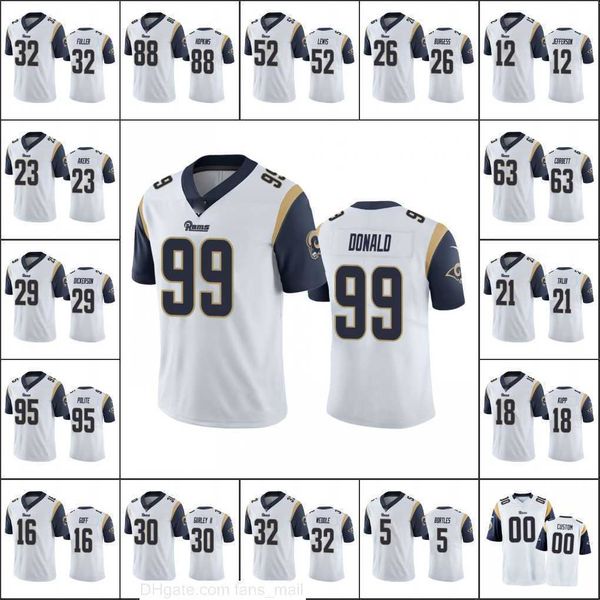

los angeles's rams's men #16 jared goff 30 todd gurley ii 88 brycen hopkins woman youth custom white vapor untouchable men's, Black;red