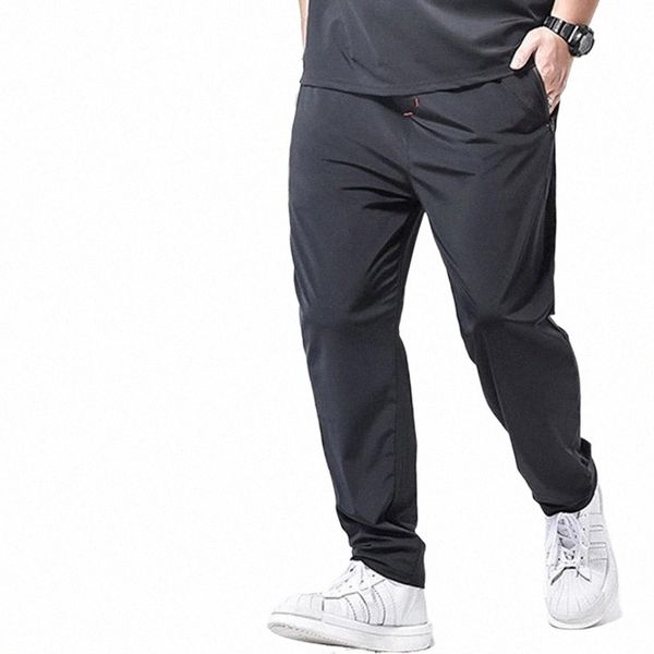 

men sports large size loose trousers men trend air-conditioning pants ice silk casual pants summer thin z3yh#, Black