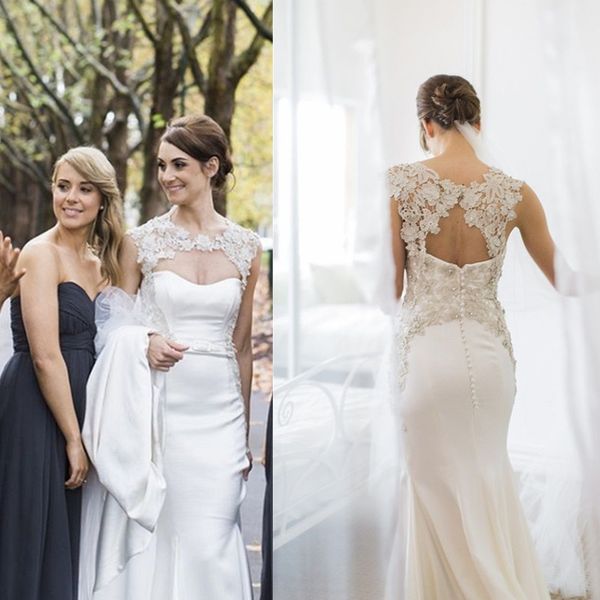 

mermaid wedding dresses 2023 scoop neck lace appliques bridde dress open back country bridal gown vestido de novie, White