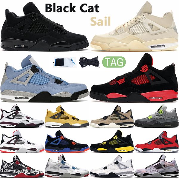 

4 4s basketball shoes red thunder sail shimmer taupe haze university blue white oreo mens trainer sport sneakers