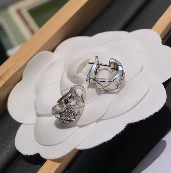 

luxury quality charm clip earring with diamond in two colors plated have box stamp ps7055, Golden