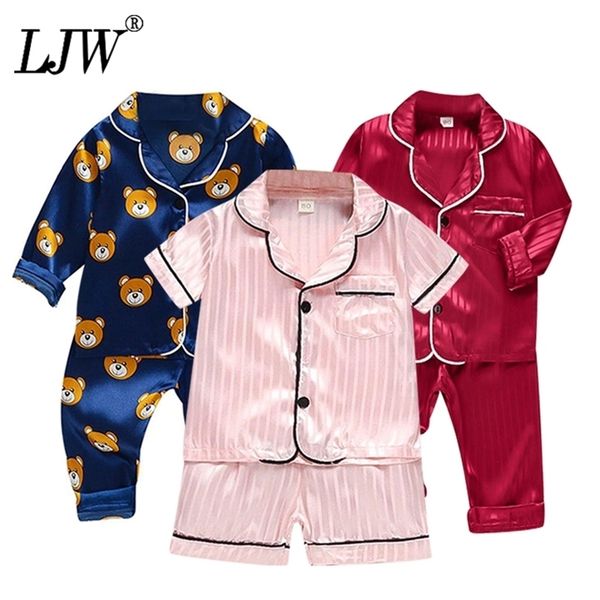

clothing sets ljw childrens pajamas set baby suit kids clothes toddler boys girls ice silk satin pants set home wear 220915, White