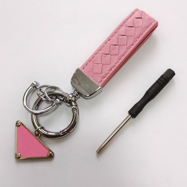 

fashion keychains men women car key chains keyring lovers keychain real leather weave pendant key ring accessories with screwdriver k8mm, Silver