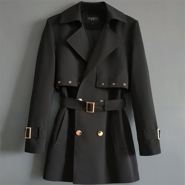 

men's wool blends korean fashion classic double breasted trench luxury man jacket khaki casual windbreaker men's coat black overco
