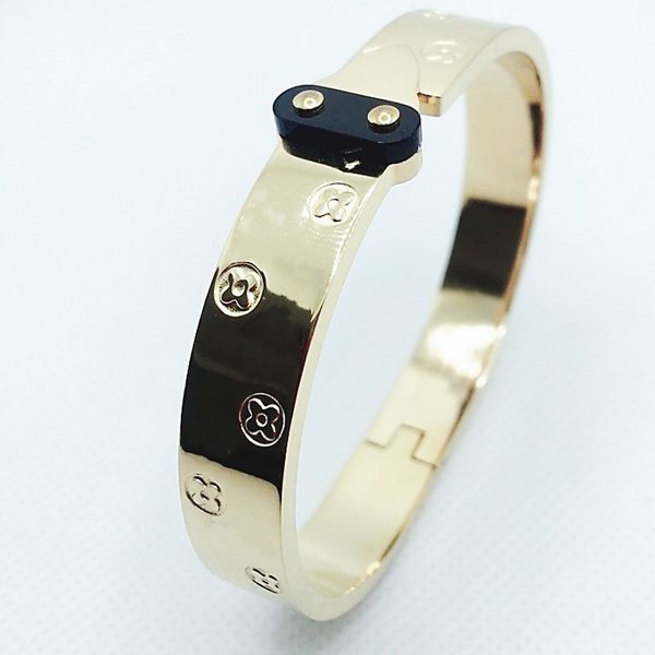 

designer ladies bracelet luxury classic fashion bangle 18k gold girl valentine's day love gift 316l stainless steel jewelry factory who, Black