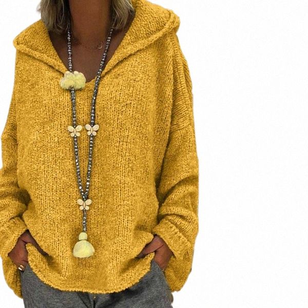 

winter women sweater fashion loose large size solid color hood long sleeves ladies blouse women's sweaters d6en#, White;black