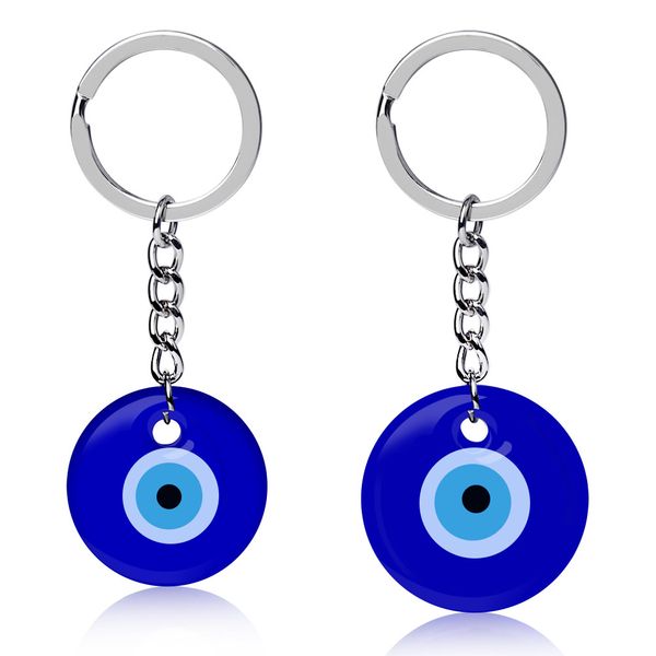 

turkish evil eye keychains lucky blue eye charm key chain keyring for men women car key pendant, Slivery;golden