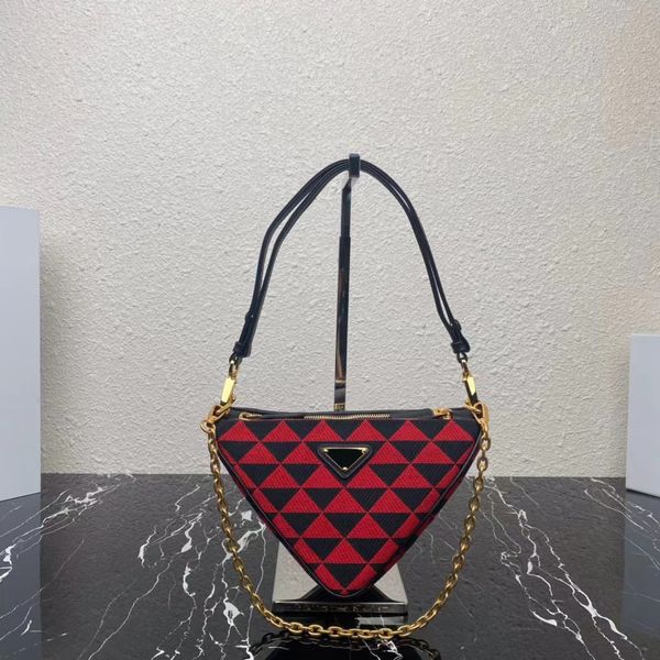 

2022 lingge full leather twin bag calfskin hand chain bag ladies triangle fashion new retro luxury designer popular all-match diagonal shoul