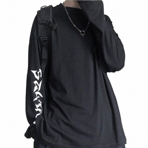 

t-shirt autumn long sleeve student's loose and versatile personality harajuku vintage long sleeve streetwear h1o6#, White