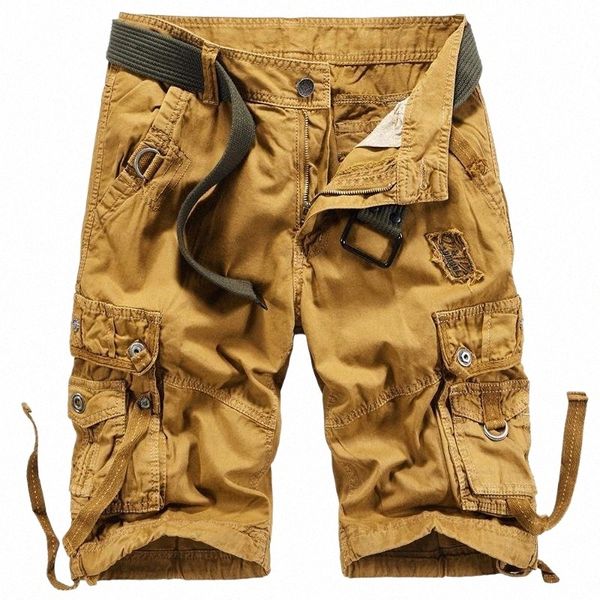 

cargo shorts 2021 men's camouflage summer cotton loose multi bag thin casual pants wear resistant training u2fr#, White;black