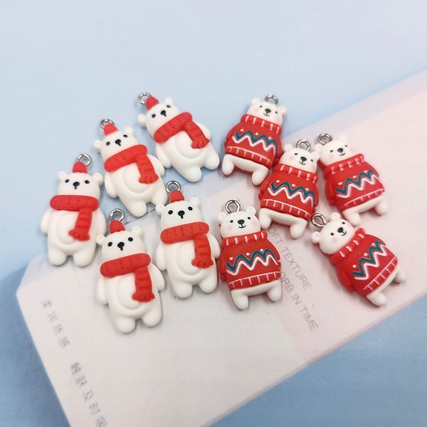 

stud pendant necklaces 10pcs kawaii christmas animals bear charms for jewelry making findings diy pendants earrings handmade craft 220914, Golden;silver