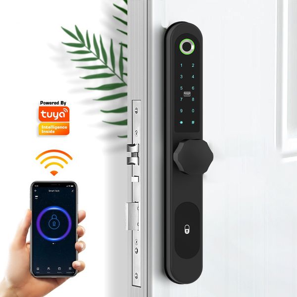 

electronic smart door lock fingerprint serrure de porte cadeado biometrico lock with round handle