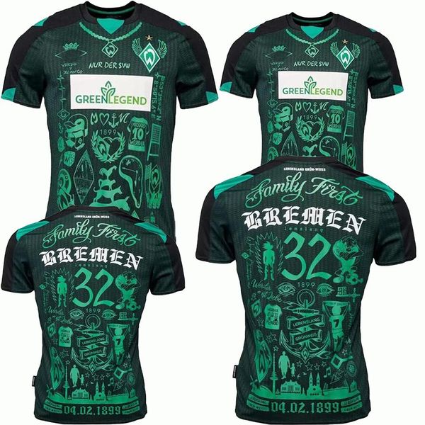 

soccer jersey 21 22 23 werder bremen special marvin ducksch leonardo bittencourt black green how football shirts thailand quality men, Black;yellow