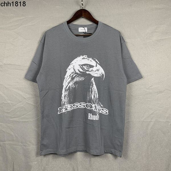

high version 2022 summer new american fashion brand rhude eagle head printed short sleeve t-shirt for men and women, White;black