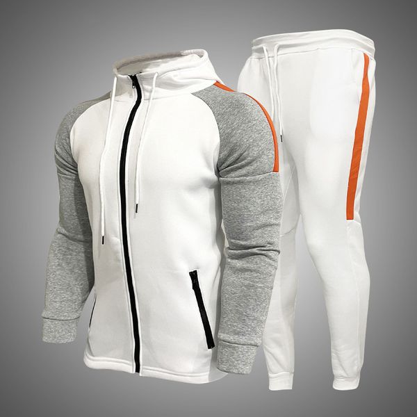 

mens tracksuits long sleeve men tracksuit spring autumn casual mens sets hoodie pants set hooded fleece two pieces sets mens sports suit 220, Gray